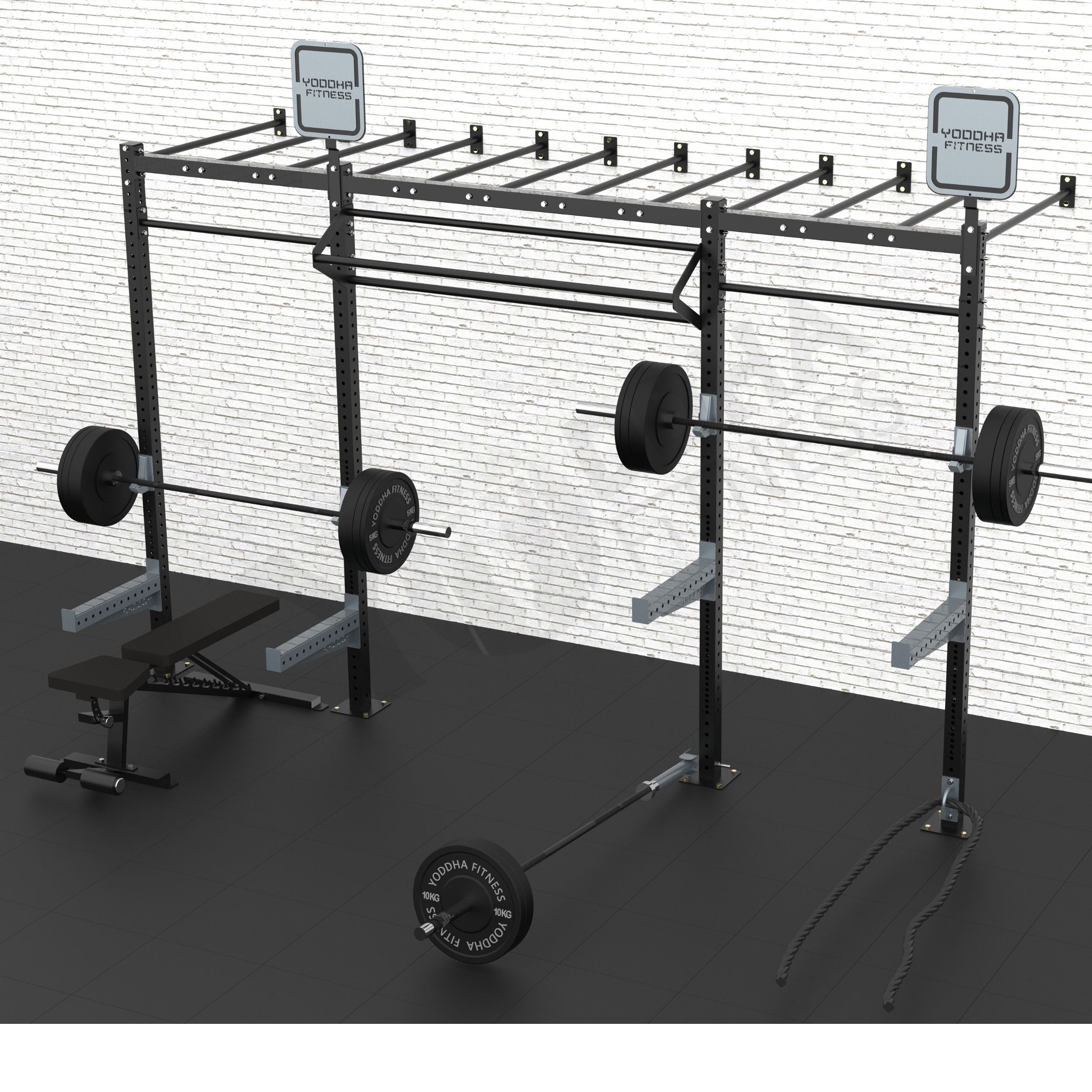 Wall Mounted CrossFit Rig - 14 Ft with Monkey Bar