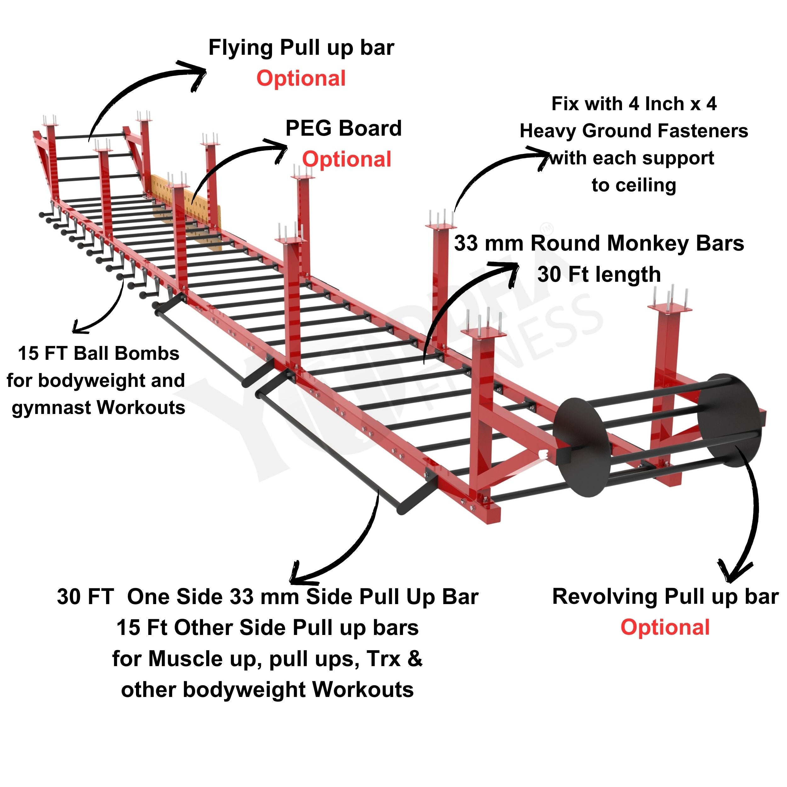 Monkey Bar - Ceiling Mounted - 30 Ft