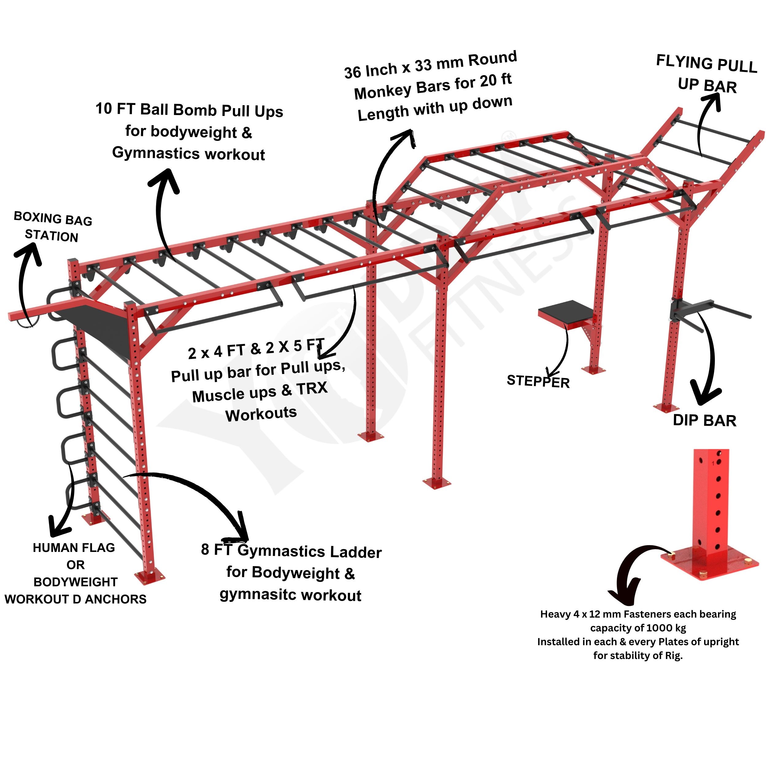 Monkey Bar - FREESTANDING - 20 FT