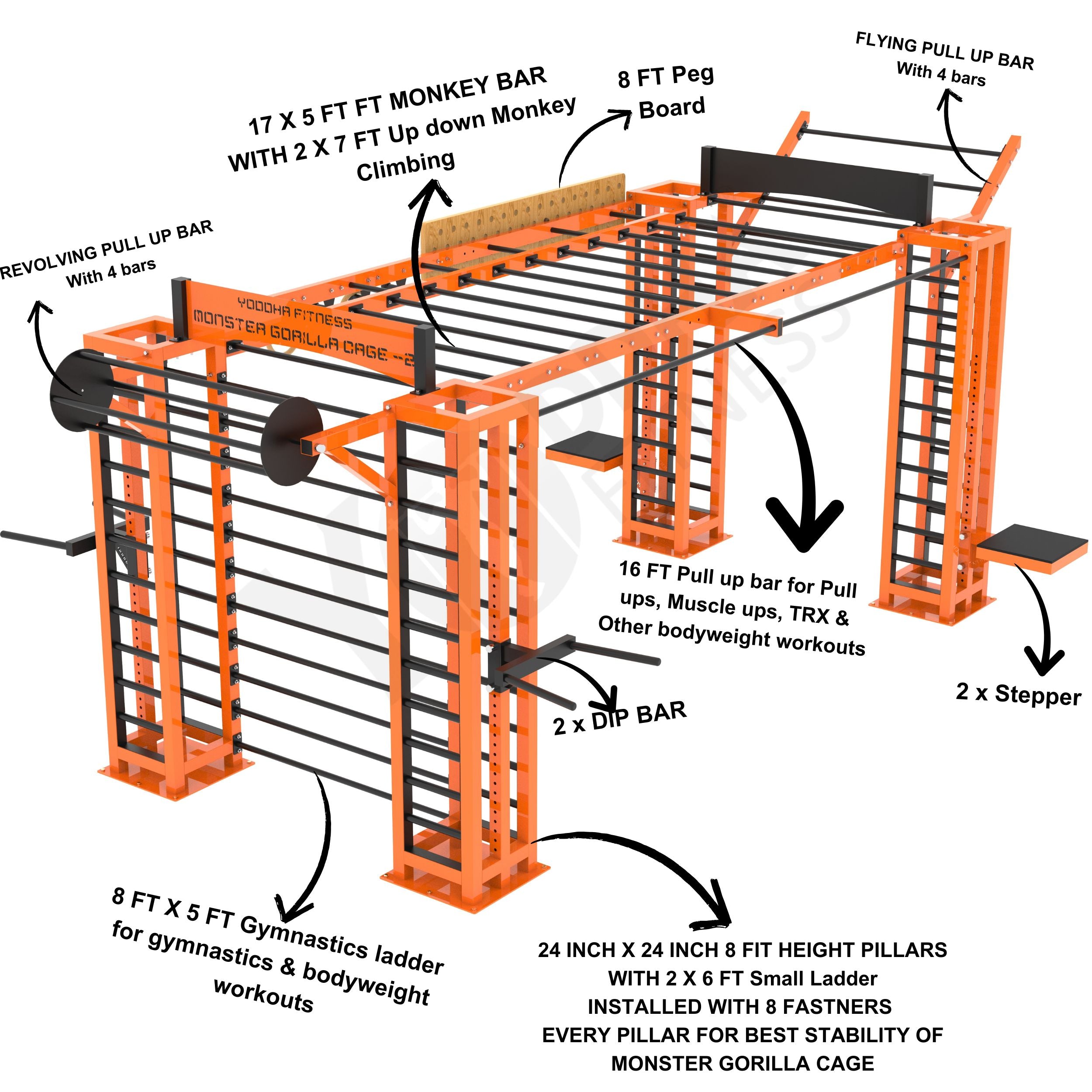 Monster Gorilla Monkey Bar Cage - 17 FT