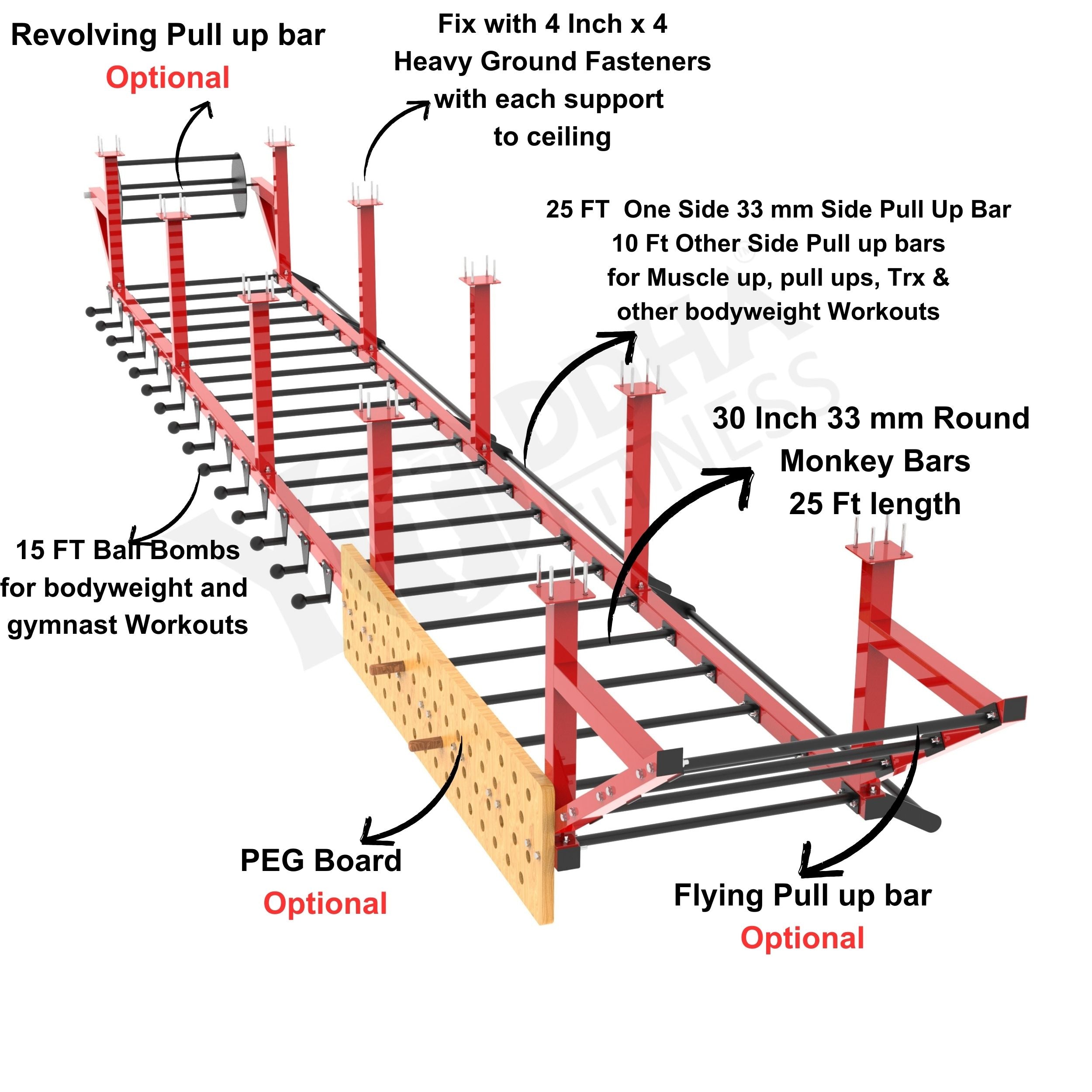 Monkey Bar - Ceiling Mounted - 25 FT