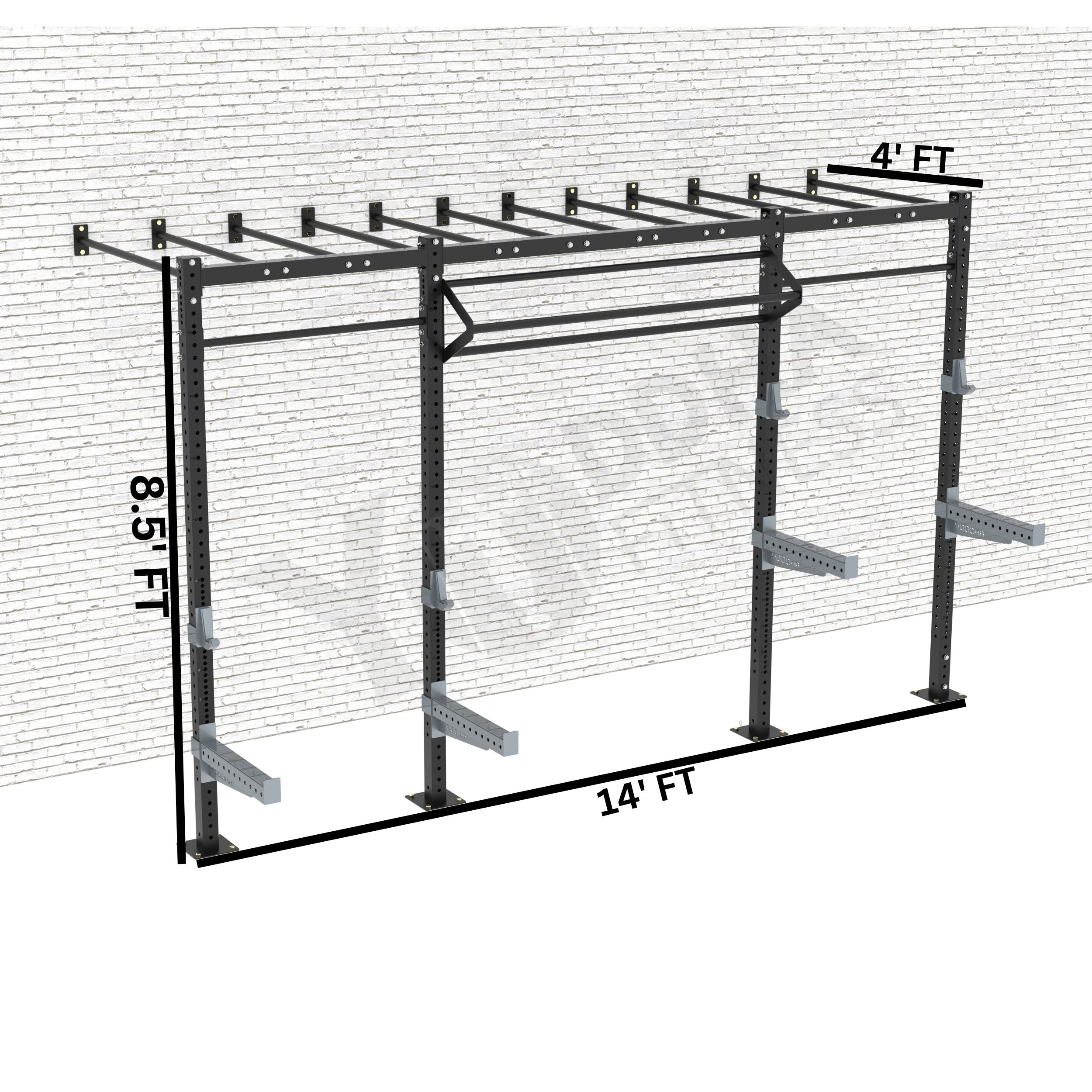 Wall Mounted CrossFit Rig - 14 Ft with Monkey Bar