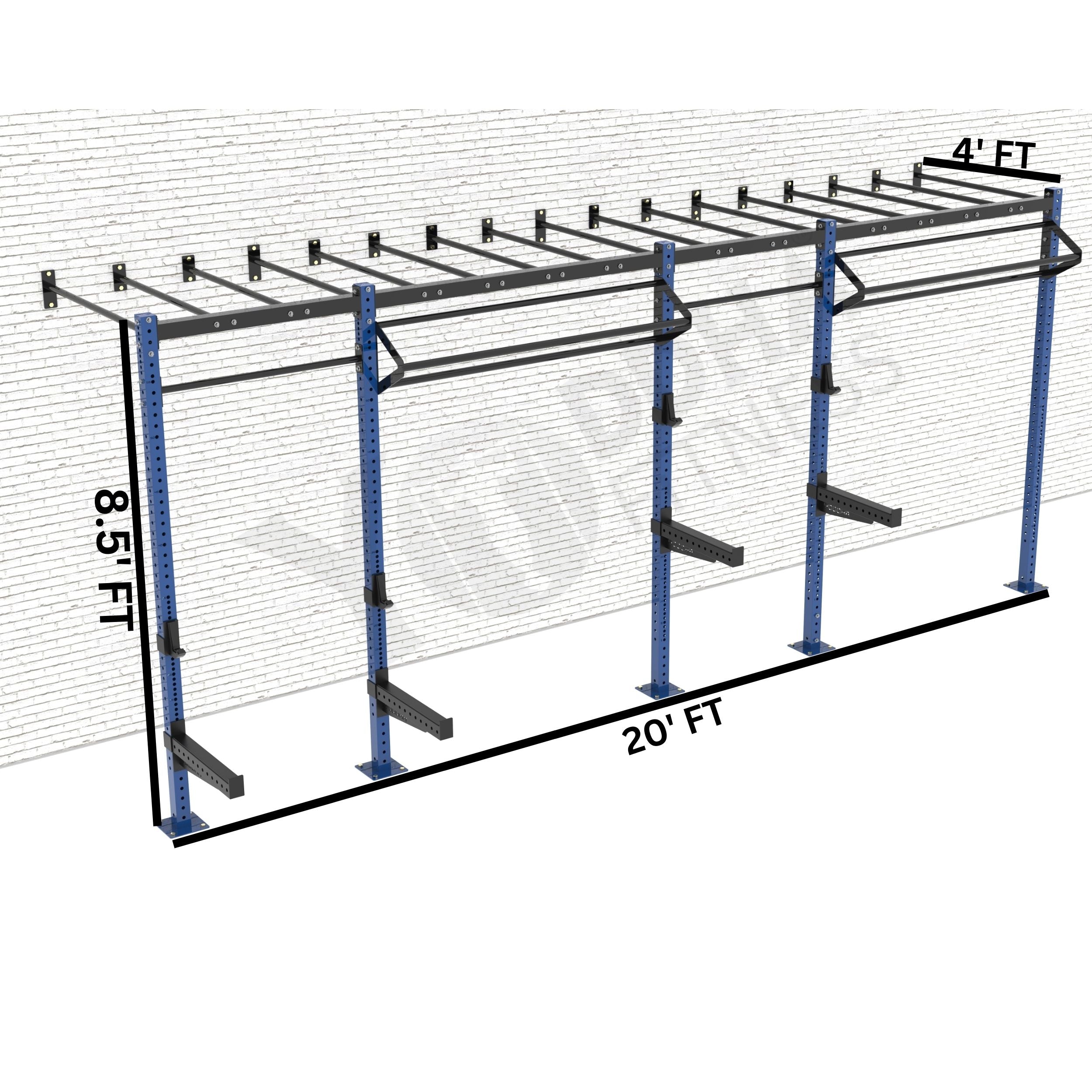 Wall Mounted CrossFit Rig - 20 Ft with Monkey Bar