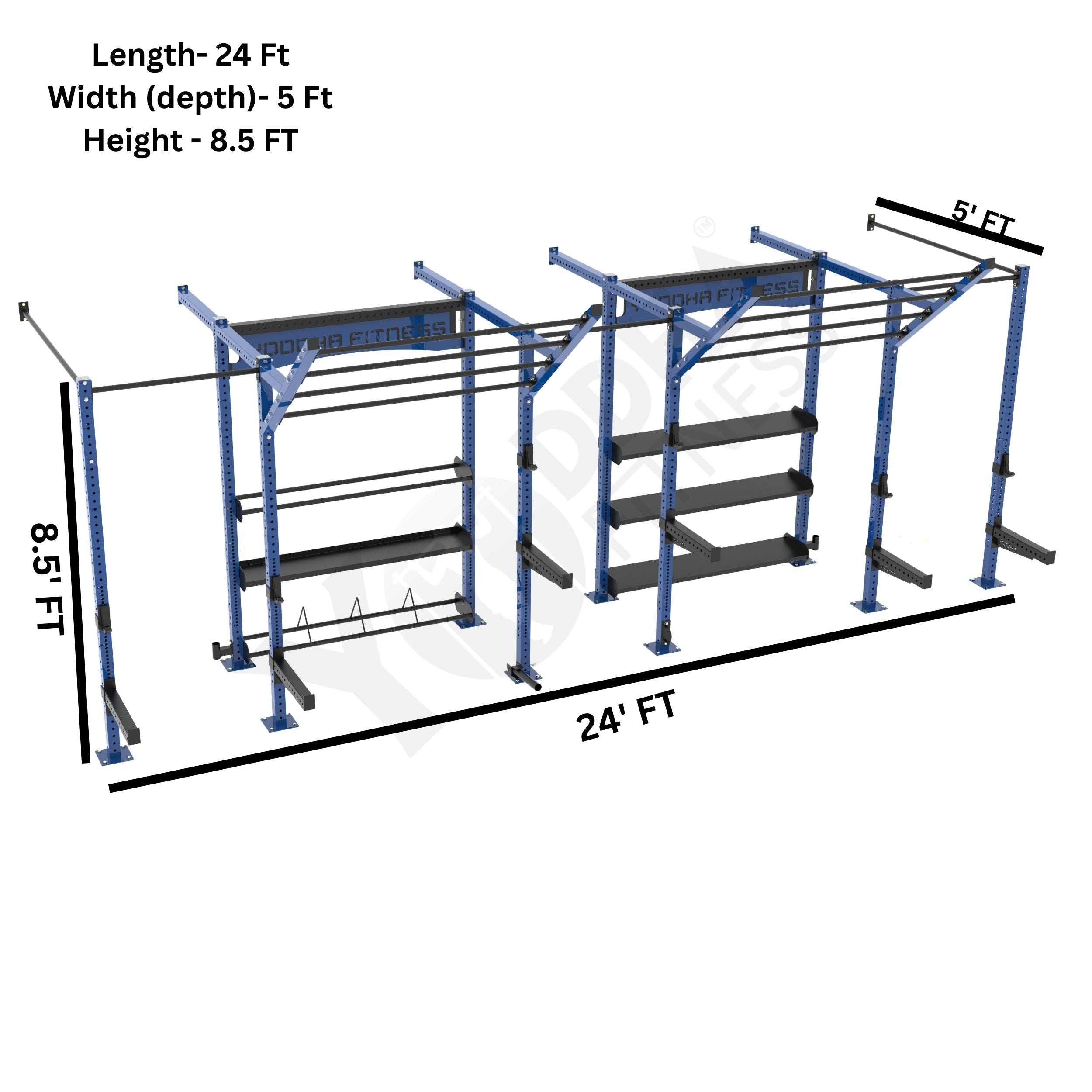 Wall Mounted CrossFit Rig - 24 FT With Storage