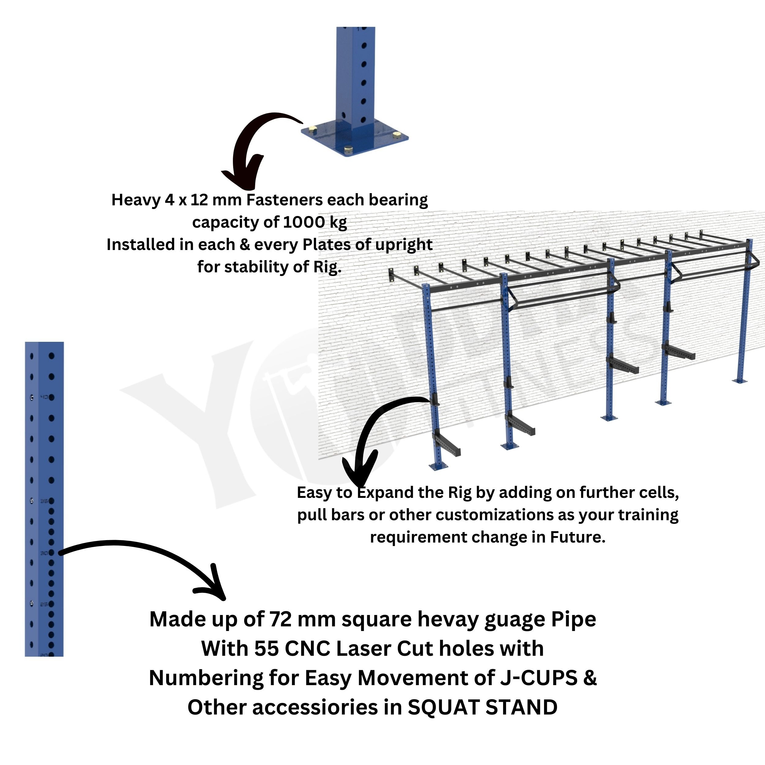 Wall Mounted CrossFit Rig - 20 Ft with Monkey Bar