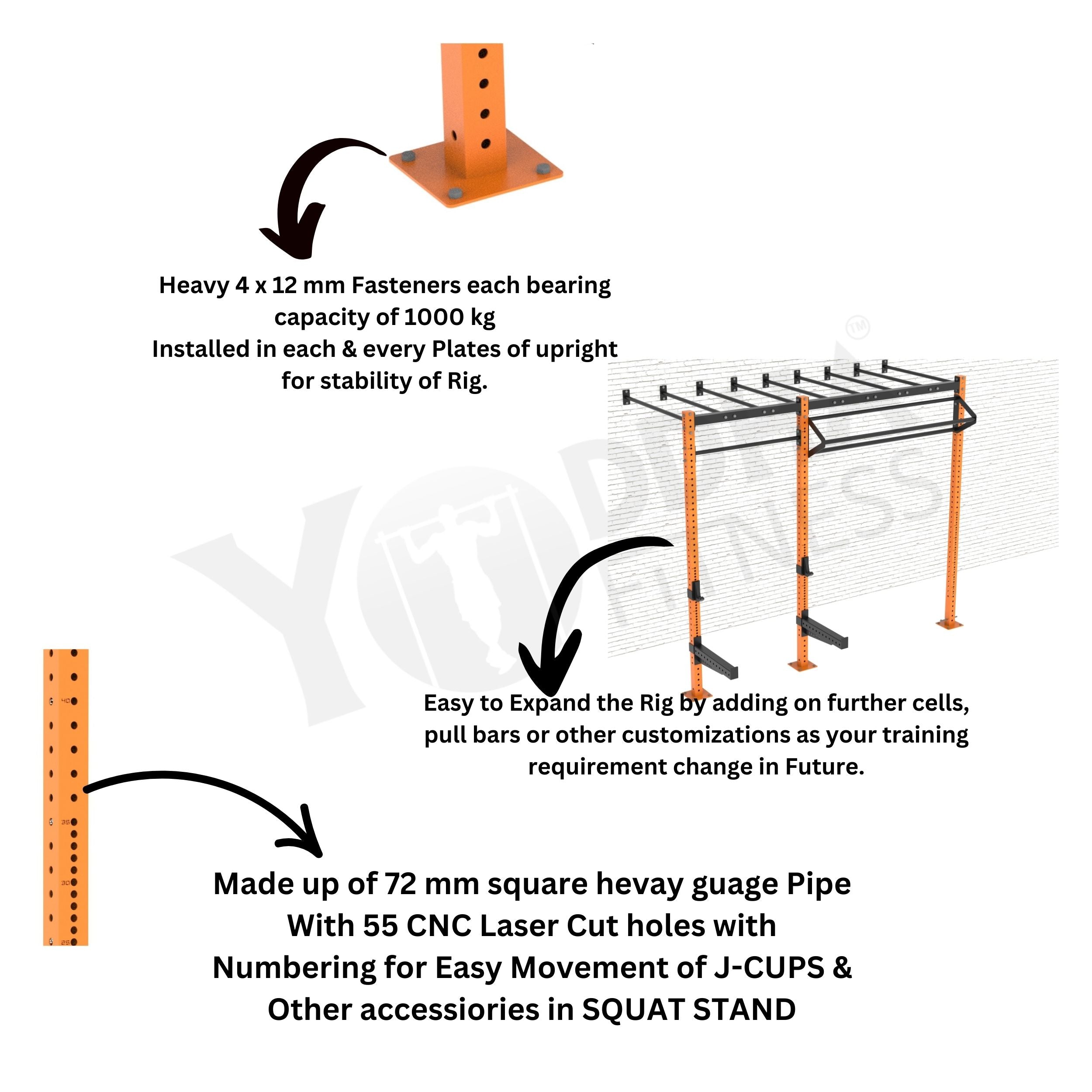 Wall Mounted CrossFit Rig - 10 Ft with Monkey Bar