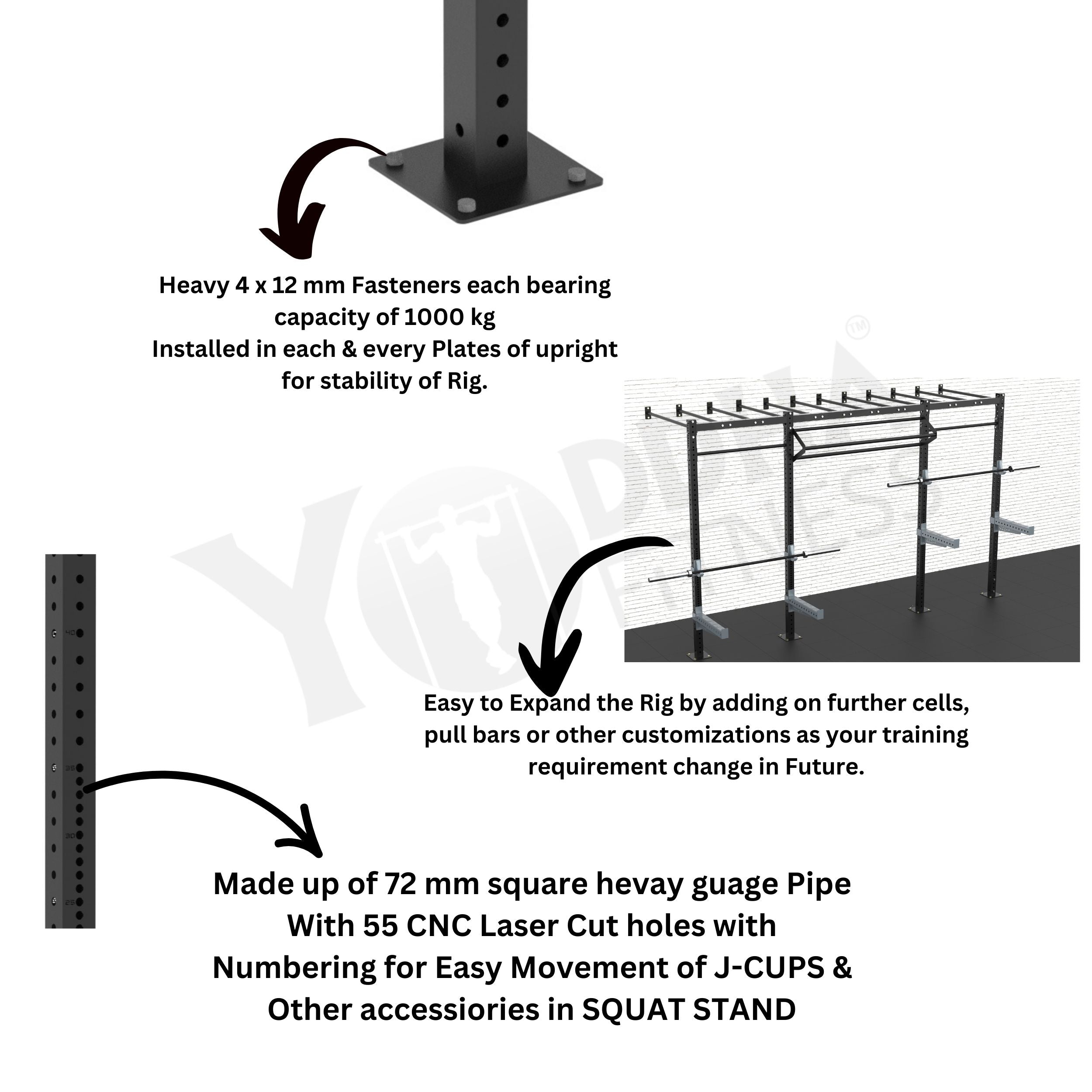 Wall Mounted CrossFit Rig - 14 Ft with Monkey Bar