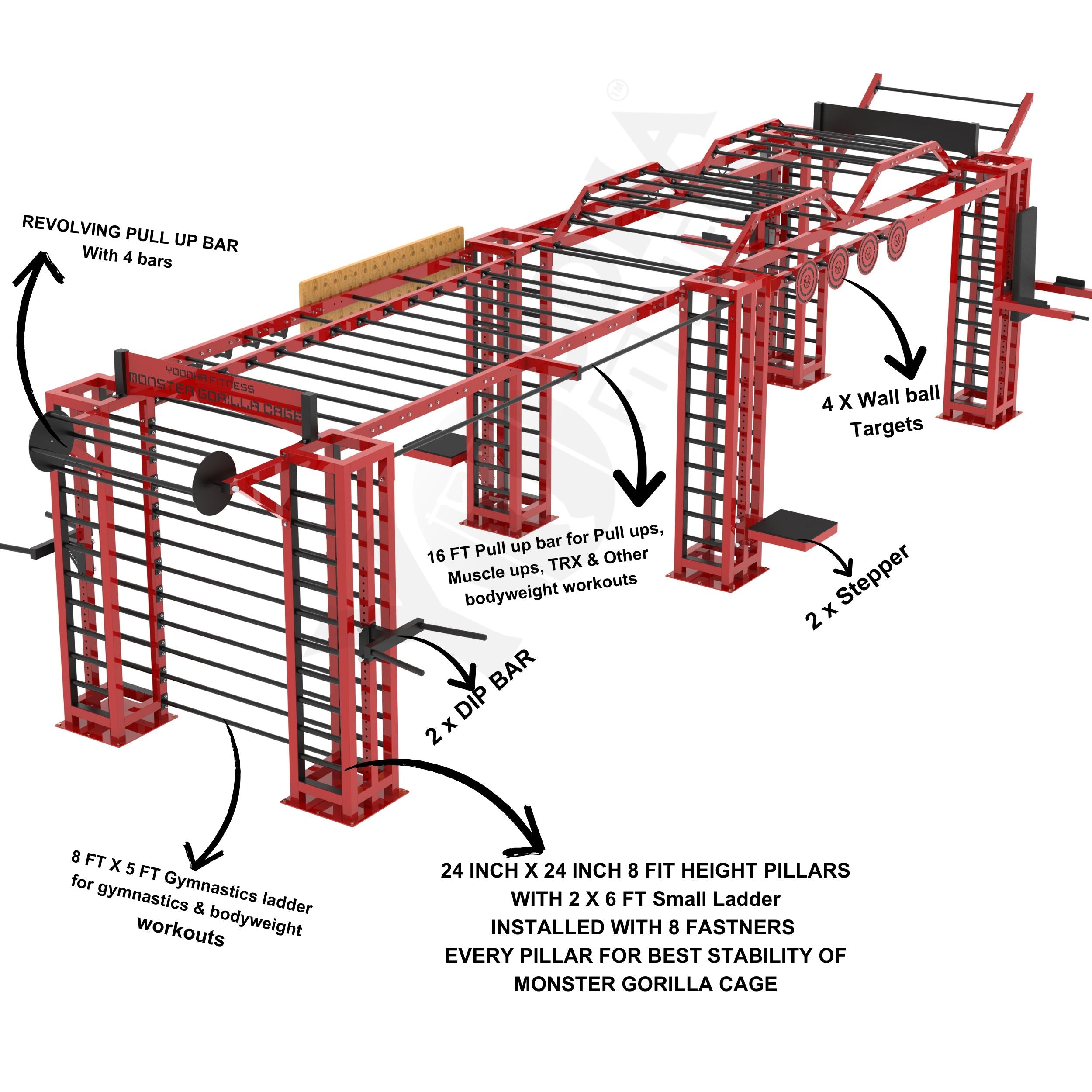 Monster Gorilla Monkey Bar Cage - 34 Ft