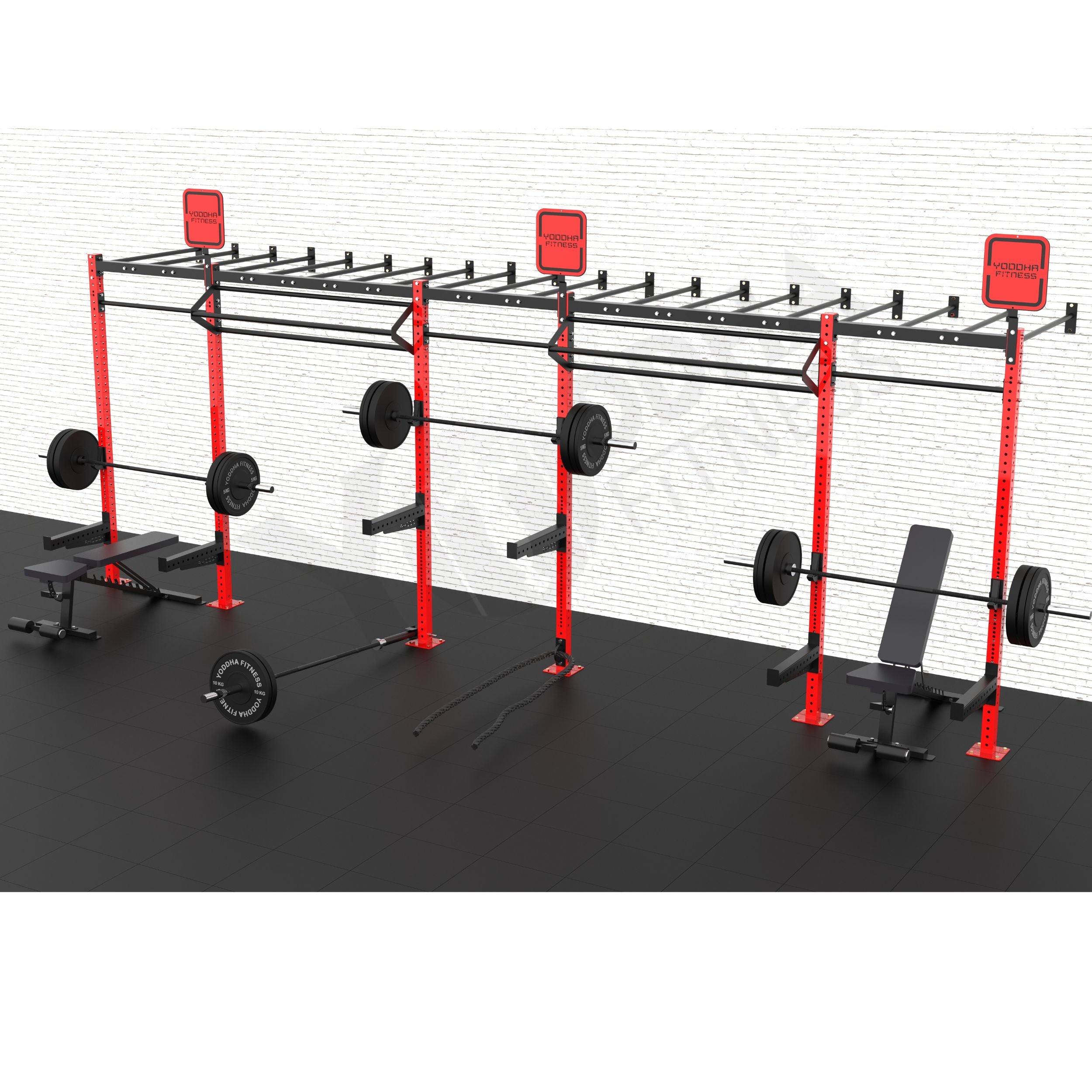 Mobile Crossfit Rig Wall Mounted CrossFit Rig - 24 Ft with Monkey Bar - Yoddha Fitness Inc
