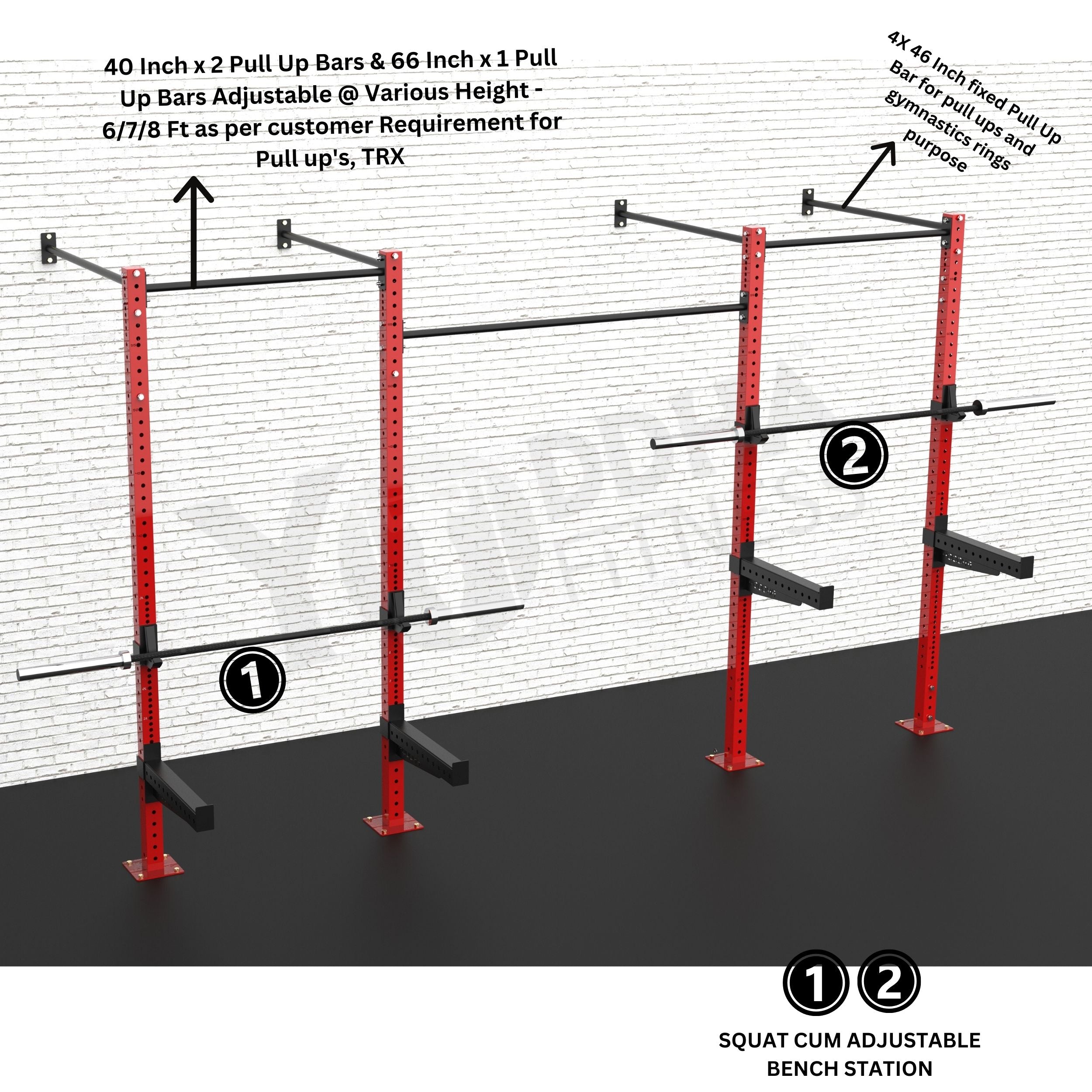 Crosfit Rings Homebase Rig Wall Mounted CrossFit Rig - 14 Ft - Yoddha Fitness Inc