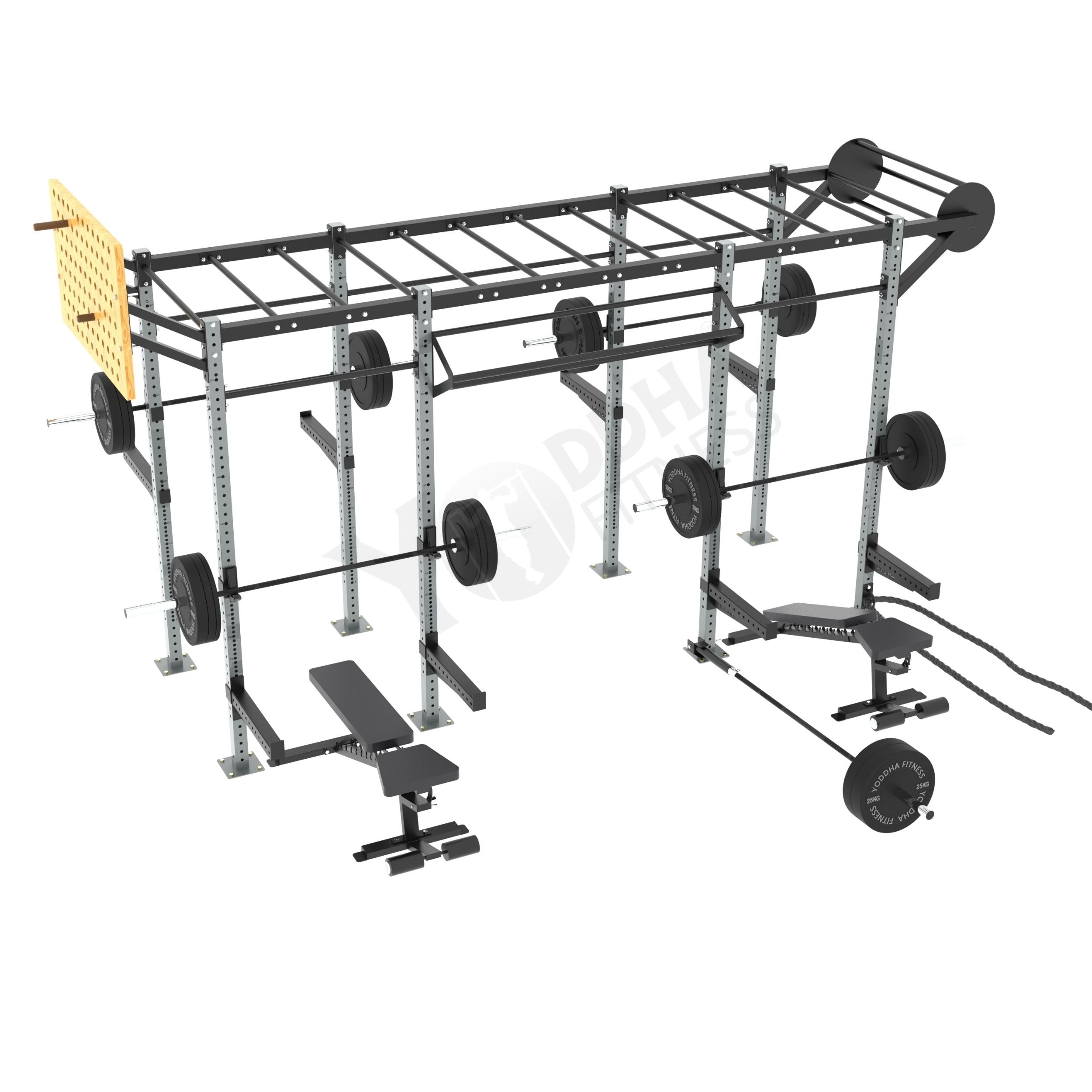 Xfit Rig Freestanding Crossfit Rig - 14 Ft with Monkey Bar - Yoddha Fitness Inc