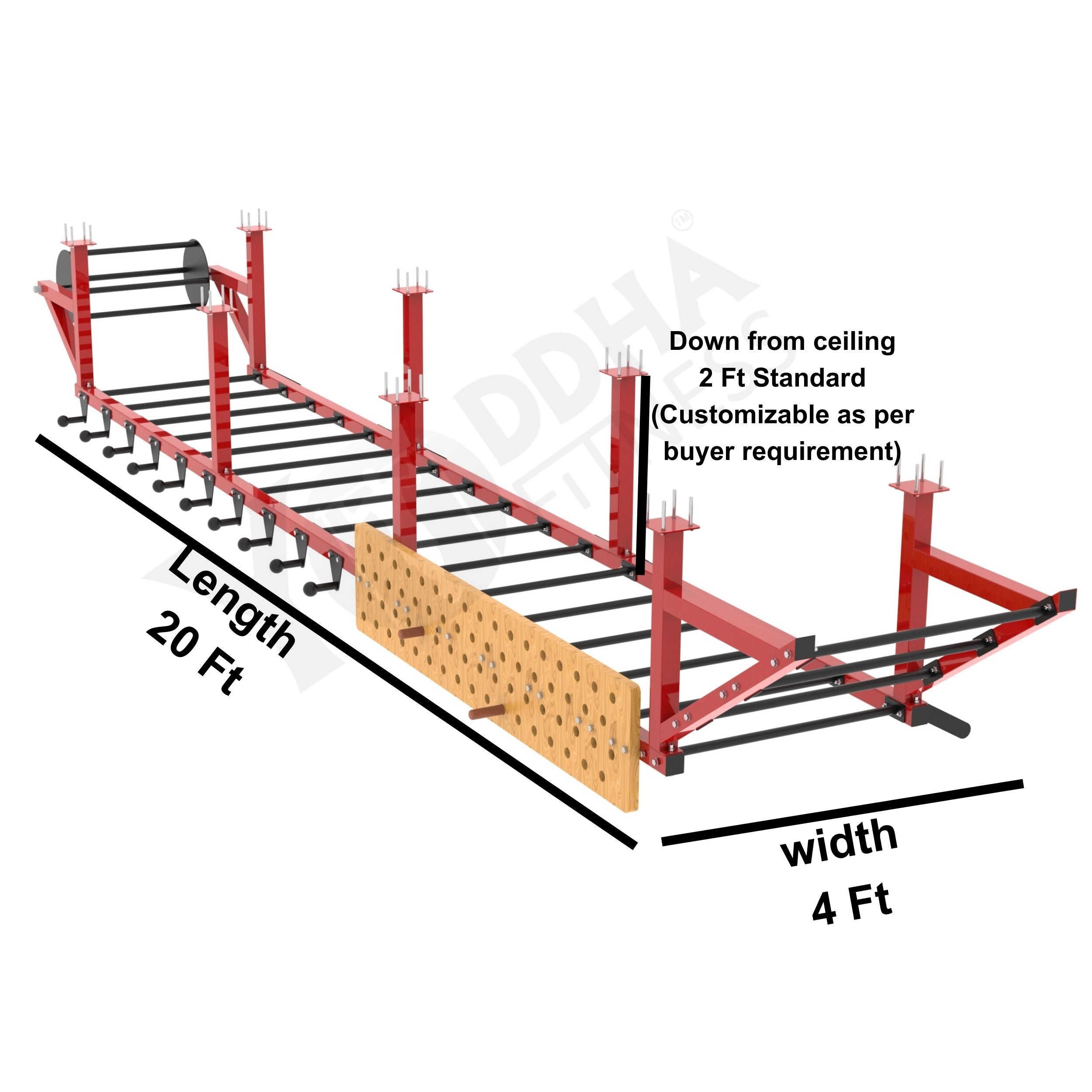 Monkey Bar - Ceiling Mounted - 20 FT - Yoddha Fitness Inc